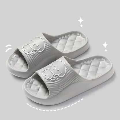 Cute Couple EVA Pillow Slippers Soft Sole Non Slip Bathroom Shoes