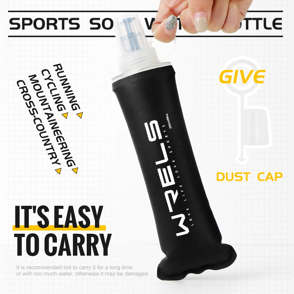 WRELS 500ml BPA Free Collapsible TPU Soft Flask Water Bottle