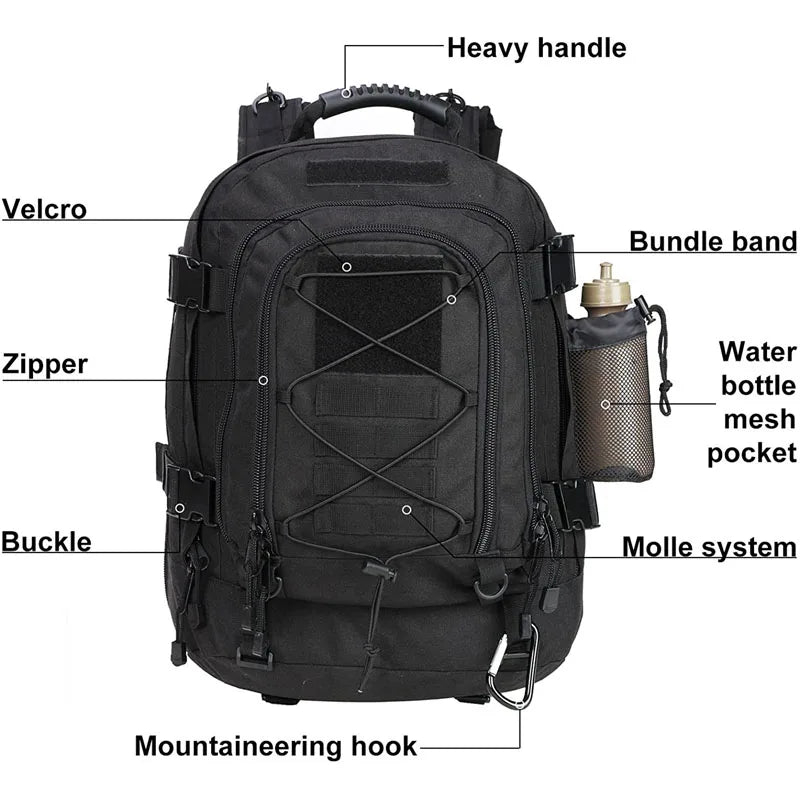 60L MOLLE Military Tactical Hiking Backpack