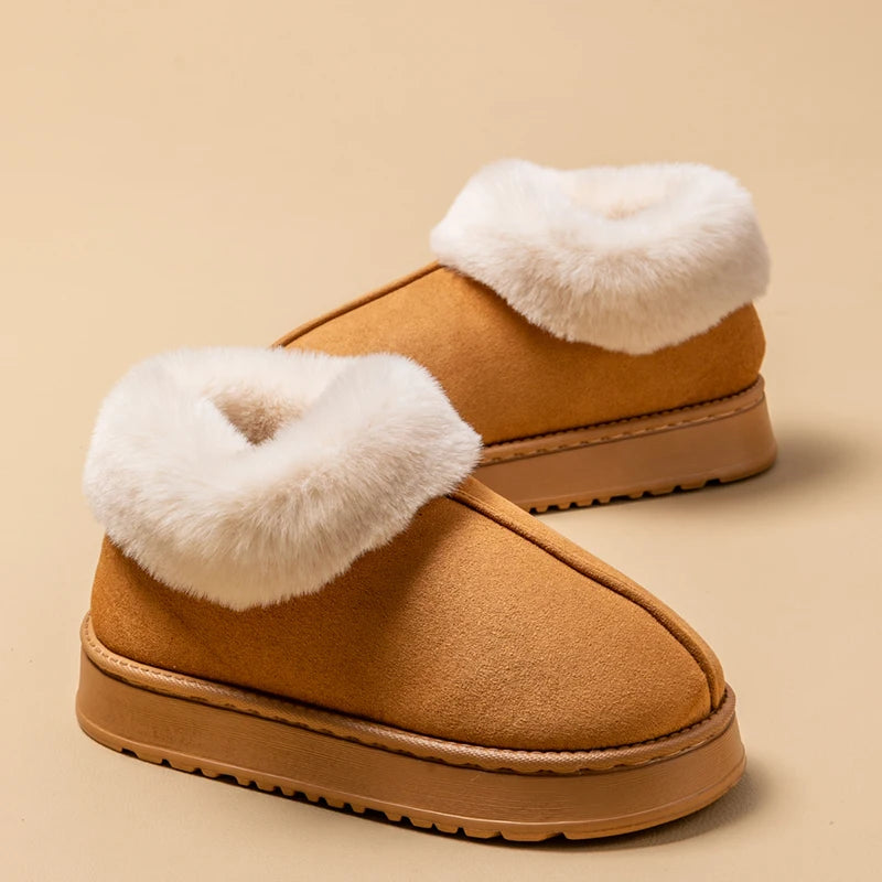 Women’s Plush Fleece Lined Winter Slippers Non Slip Home Shoes