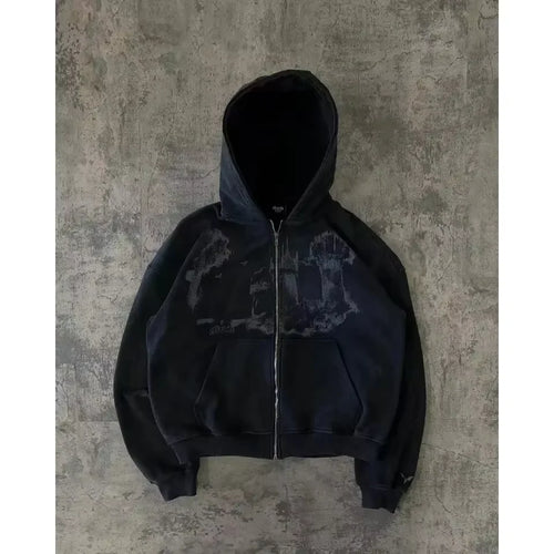 Men's Y2K Gothic Graphic Zip Up Hoodie