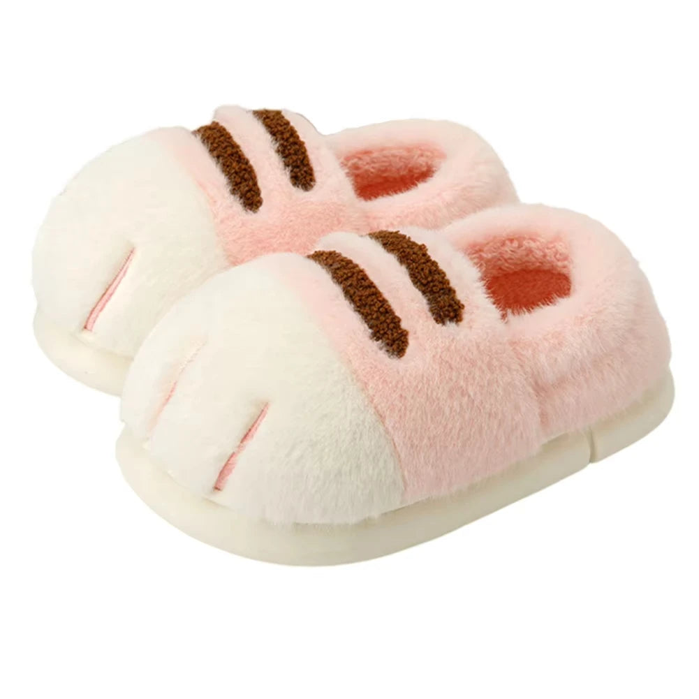Cute Kitty Claw Furry Slippers for Women Warm Non Slip Home Shoes