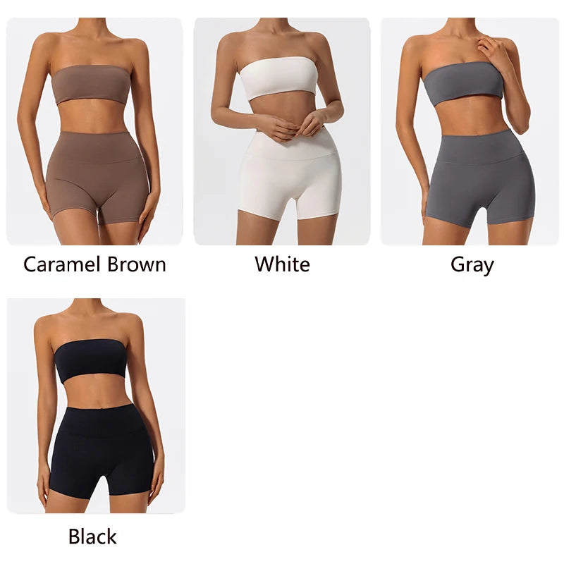 Women's 2 Piece Strapless Sports Bra and Yoga Set