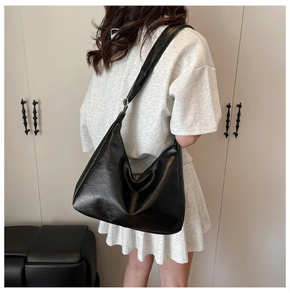 Vintage Leather Large Capacity Tote Crossbody Bag for Women