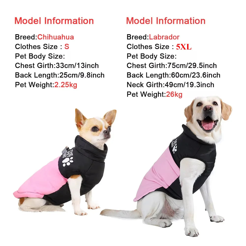 Warm Windproof Winter Dog Jacket for Small & Large Dogs
