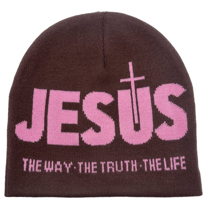 Unisex JESUS Jacquard Knit Winter Beanie