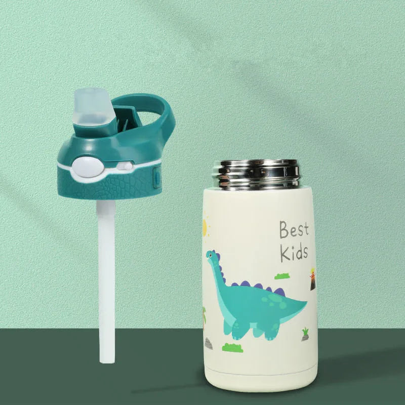 400ml Kids 316 Stainless Steel Thermos Bottle with Straw