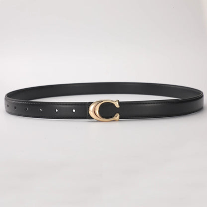 Women’s Fashion Belt with C-Shaped Buckle Double-Sided Leather Belt
