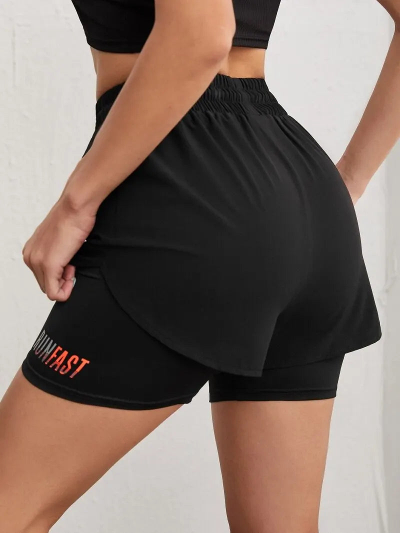 Women's High Rise 2 in 1 Yoga Running Shorts