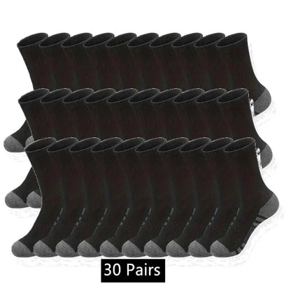 10 to 30 Pairs Men's Breathable Sports Crew Socks