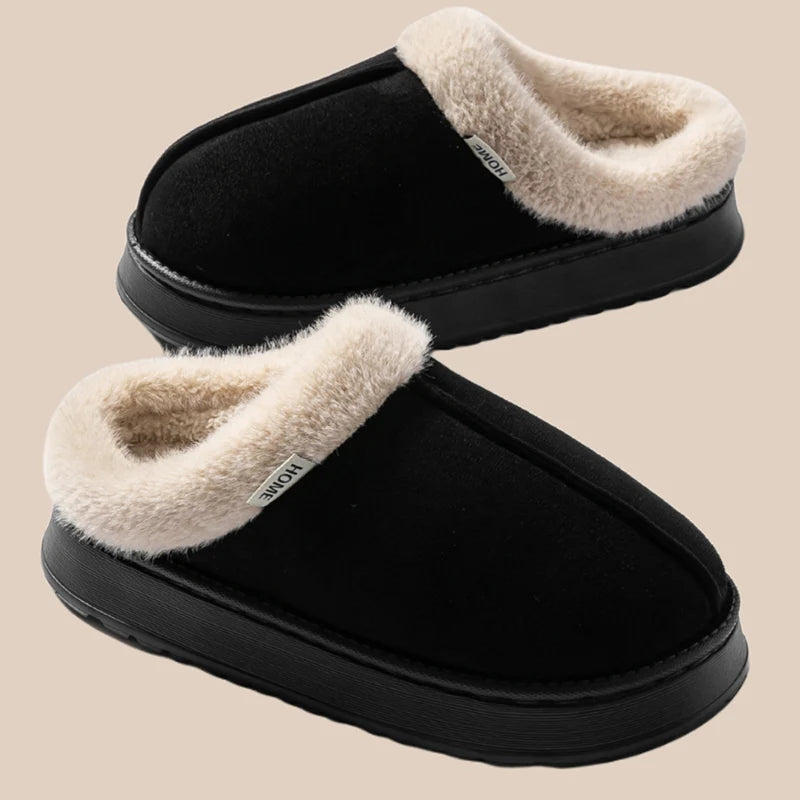 Women’s Plush Fleece Lined Winter Slippers Non Slip Home Shoes