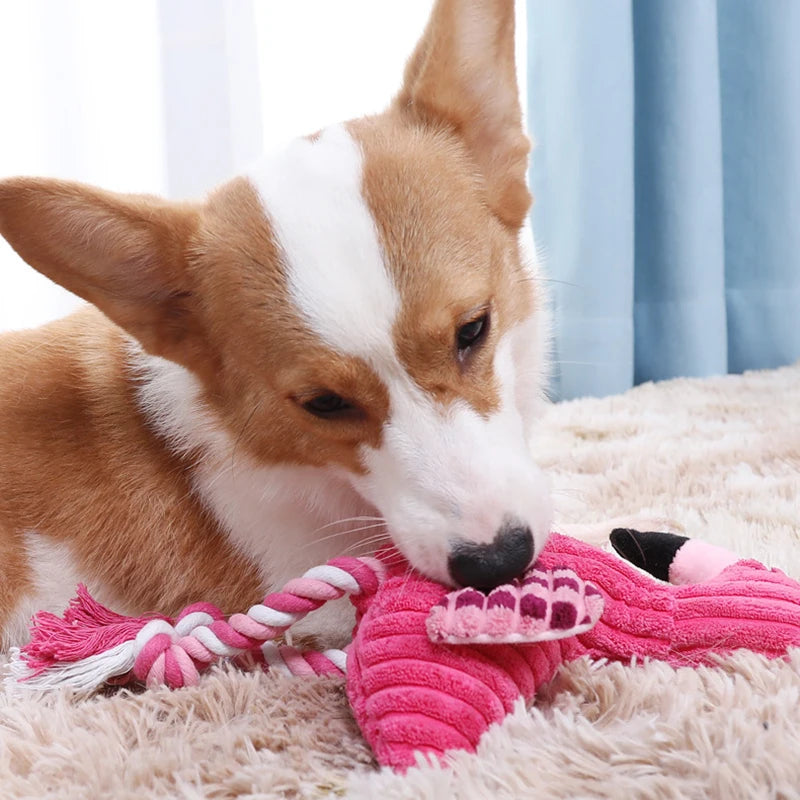 Cute Animal Plush Squeaky Dog Toy Bite Resistant Corduroy Pet Toy