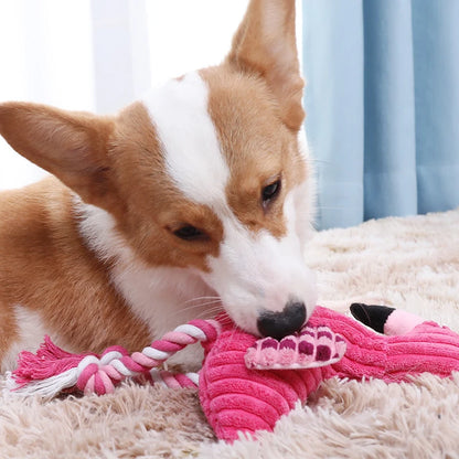 Cute Animal Plush Squeaky Dog Toy Bite Resistant Corduroy Pet Toy