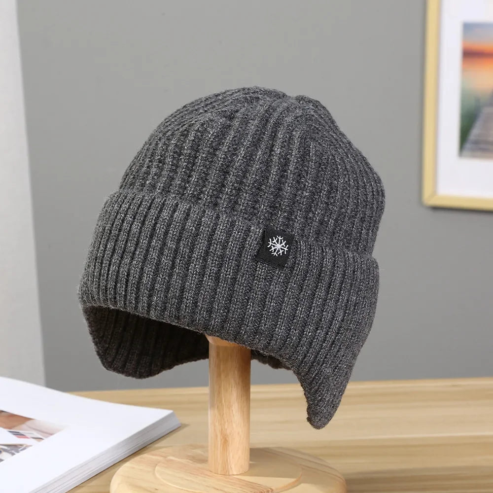 Men's Faux Fur Lined Winter Peaked Hat with Ear Protection