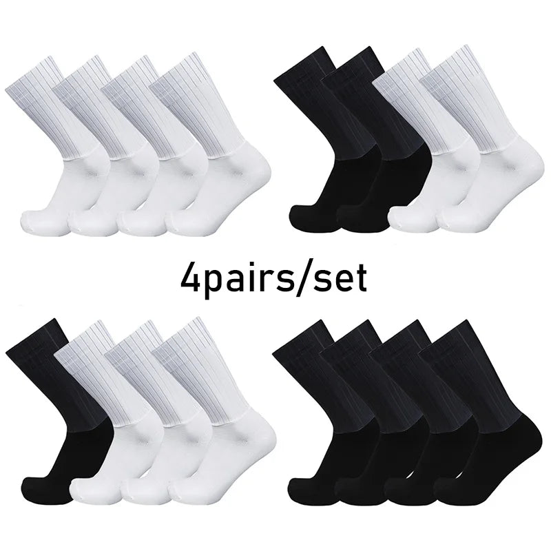 4 Pairs Anti Slip Silicone Cycling Socks