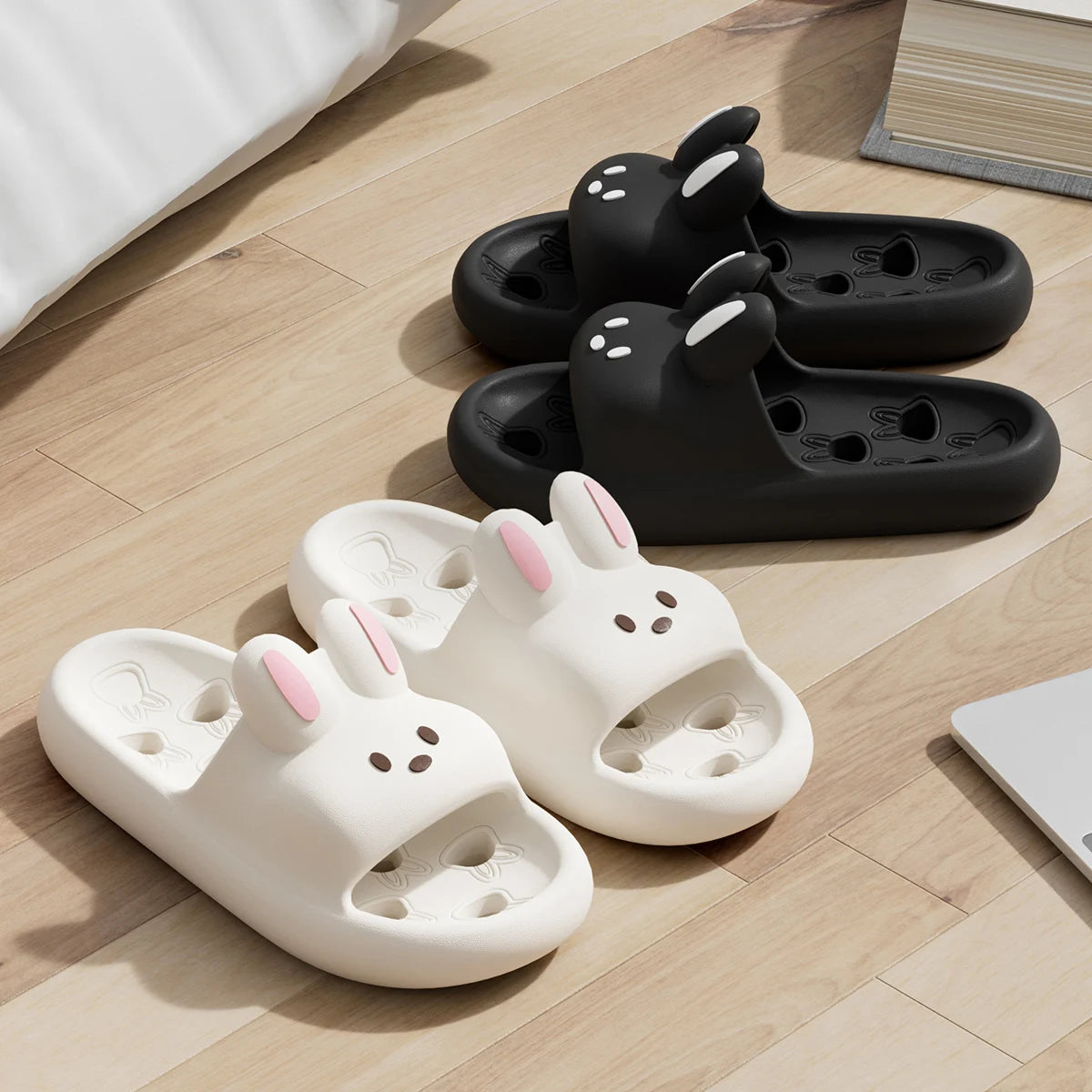 Cute Cartoon EVA Bathroom Slippers Thick Sole Non Slip Quick Dry Slides