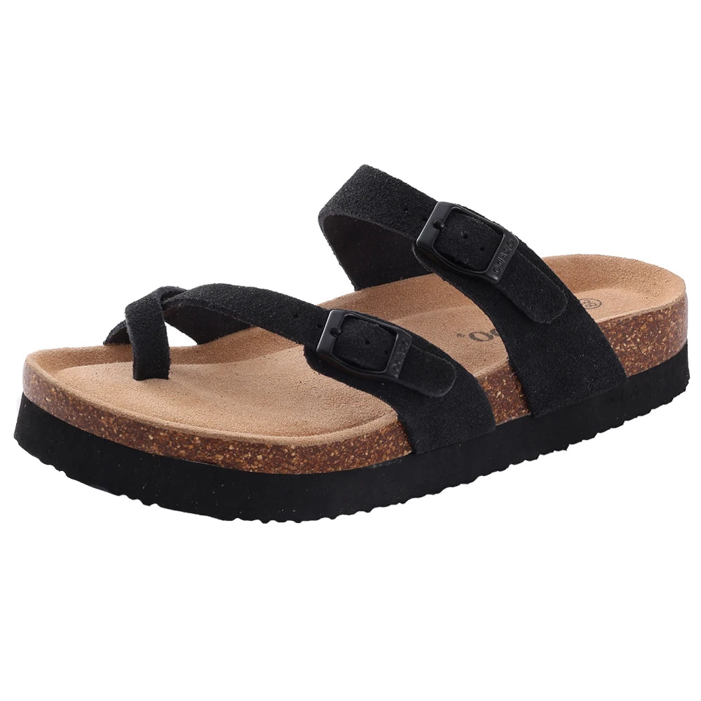 Litfun Women's Cork Suede Clog Mules with Arch Support