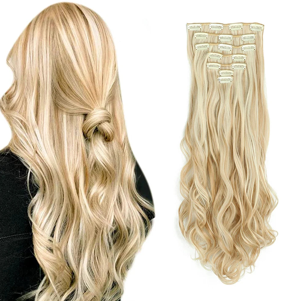22 Inch Curly Wavy Clip In Hair Extensions 7PCS