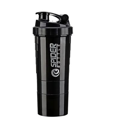 16 Oz Leak Proof Protein Shaker Bottle with Storage Cups
