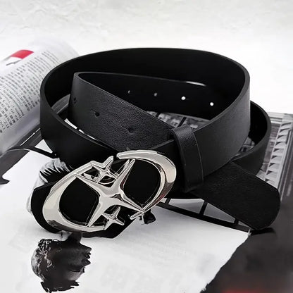 Unisex Oval Cross Buckle Metal Belt