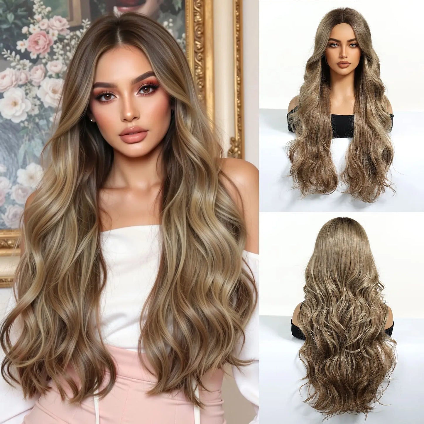 Women's Long Silver White Curly Synthetic Wig