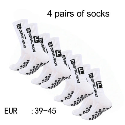 4 Pairs Men's Non Slip Grip Soccer Sports Socks