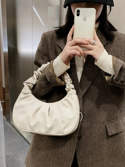 Women’s Pleated PU Cloud Shoulder Bag Lightweight Handbag
