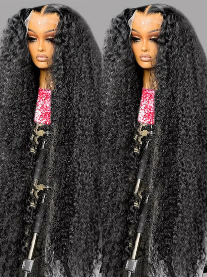 Women's 40 to 50 Inch 300% Density Deep Wave HD Lace Front Human Hair Wig