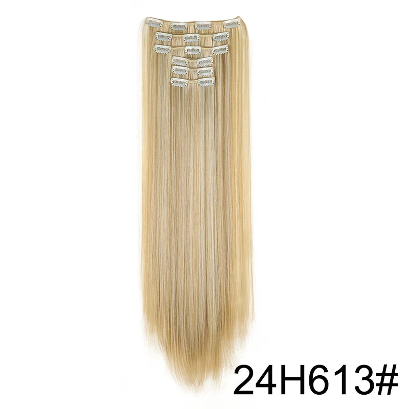 WIGSIN Women's 6 Piece Long Straight Clip In Hair Extensions
