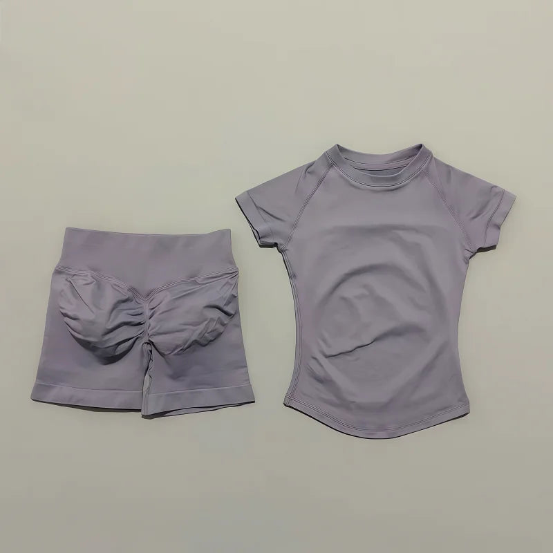 2 Piece Seamless Yoga Top and Shorts Set