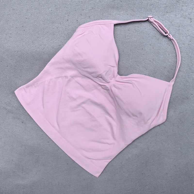Women's Adjustable Strappy Backless Padded Sports Bra