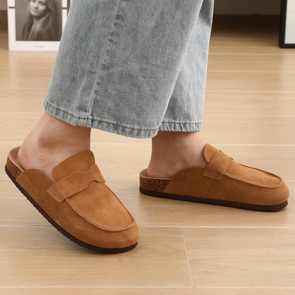 Litfun Women's Cork Suede Clog Mules with Arch Support