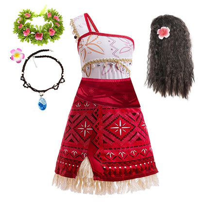 Girls Moana 2 Princess Costume Dress with Necklace