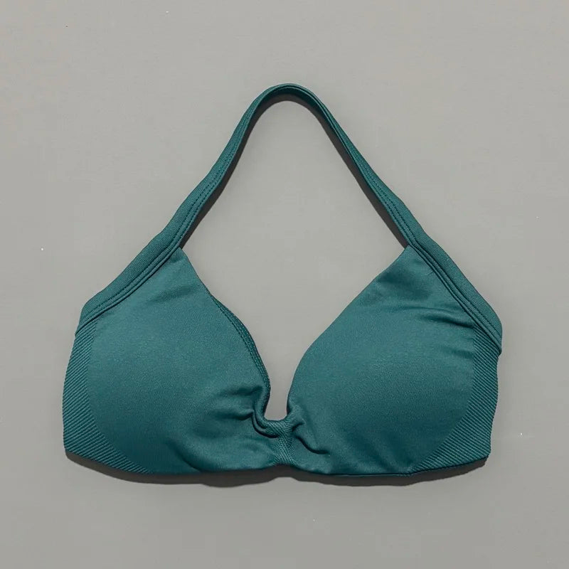 HISTELLO Women's High Support Strappy Halter Sports Bra