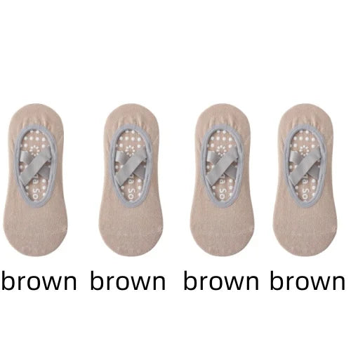 1 or 4 Pairs Women's Anti Slip Yoga Pilates Socks