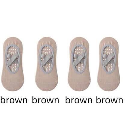 1 or 4 Pairs Women's Anti Slip Yoga Pilates Socks