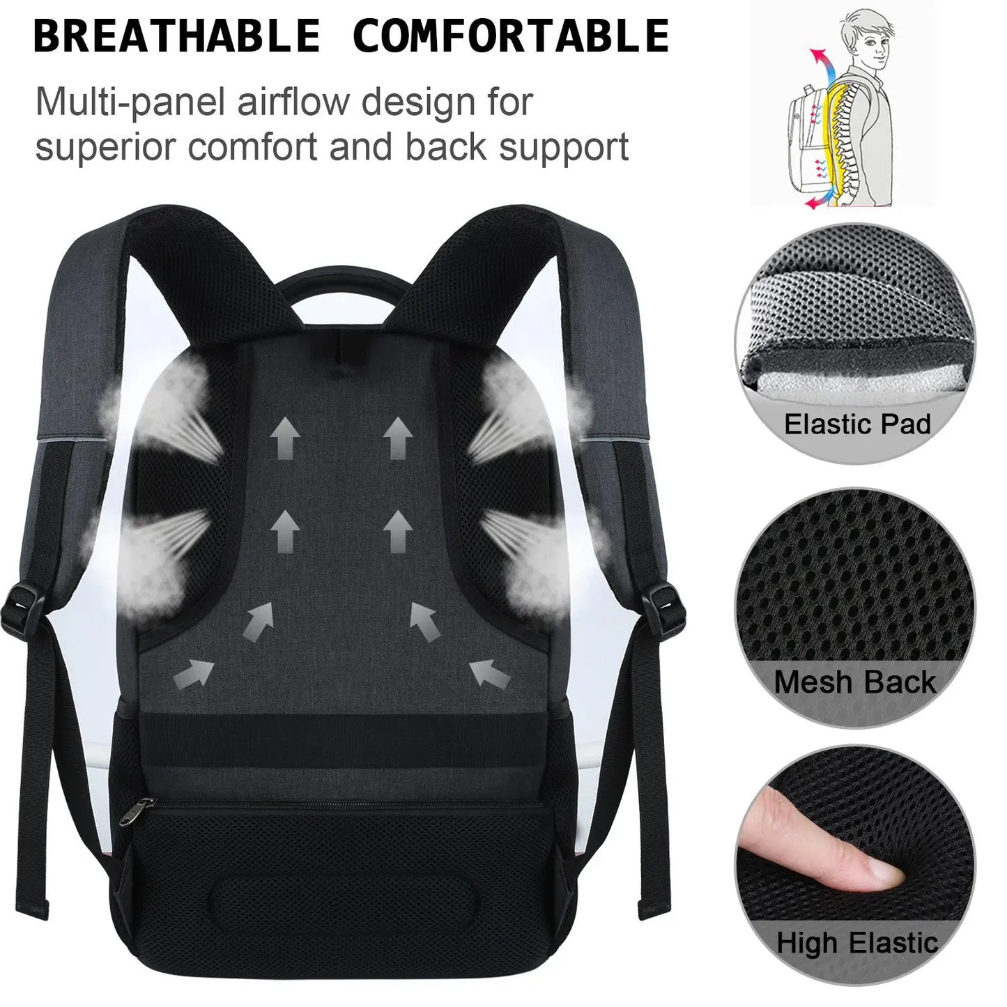Men's Large Capacity Waterproof Travel Laptop Backpack
