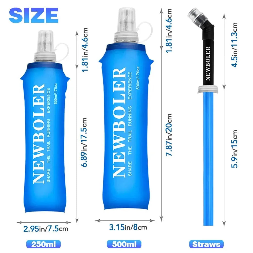 NEWBOLER 250ml or 500ml Collapsible Soft Flask Water Bottle
