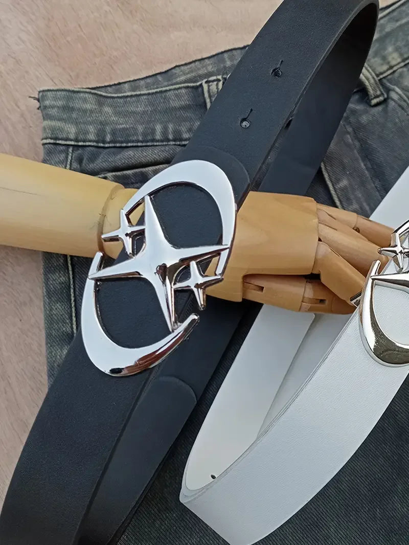 Unisex Oval Cross Buckle Metal Belt