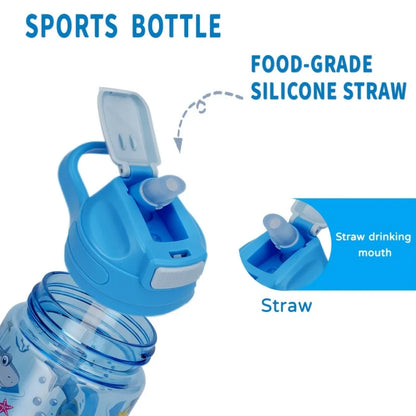 410ml Leak Proof Dinosaur Kids Water Bottle with Straw