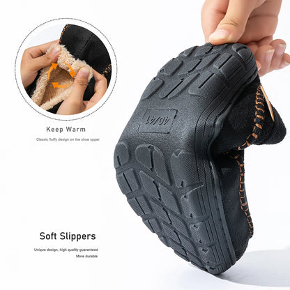 Men’s Suede Winter Slippers with Memory Foam & Non Slip TPR Sole