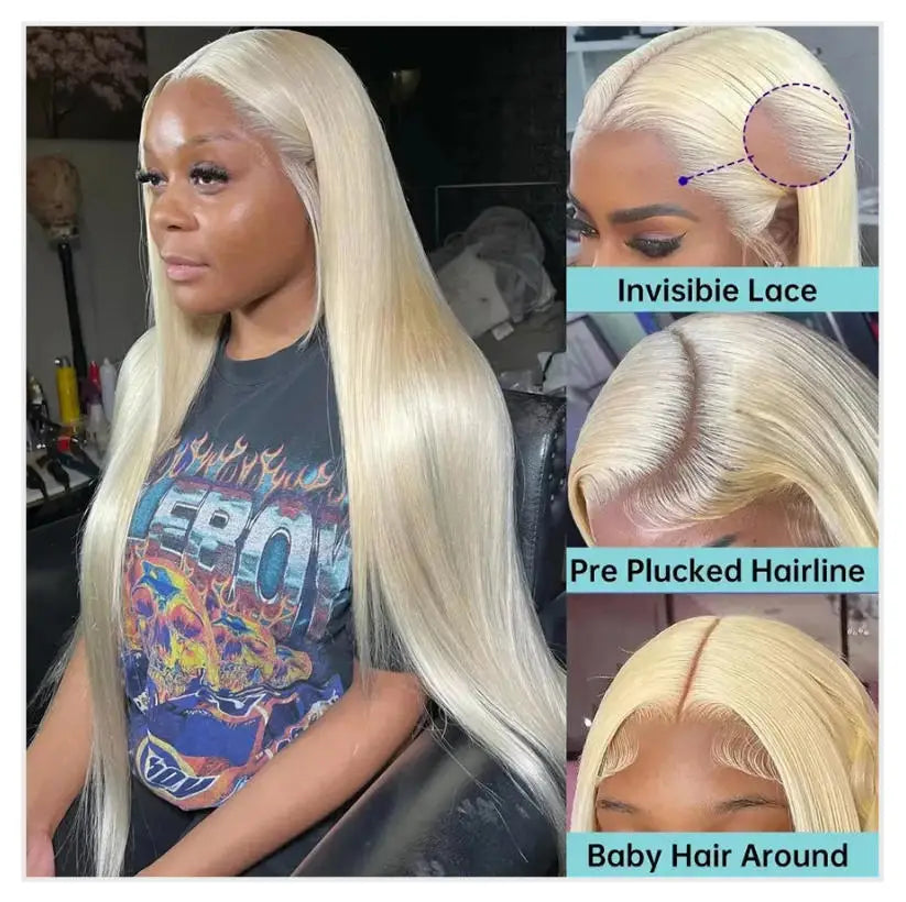 613 Blonde Bone Straight 13x4 13x6 HD Lace Human Hair Wig