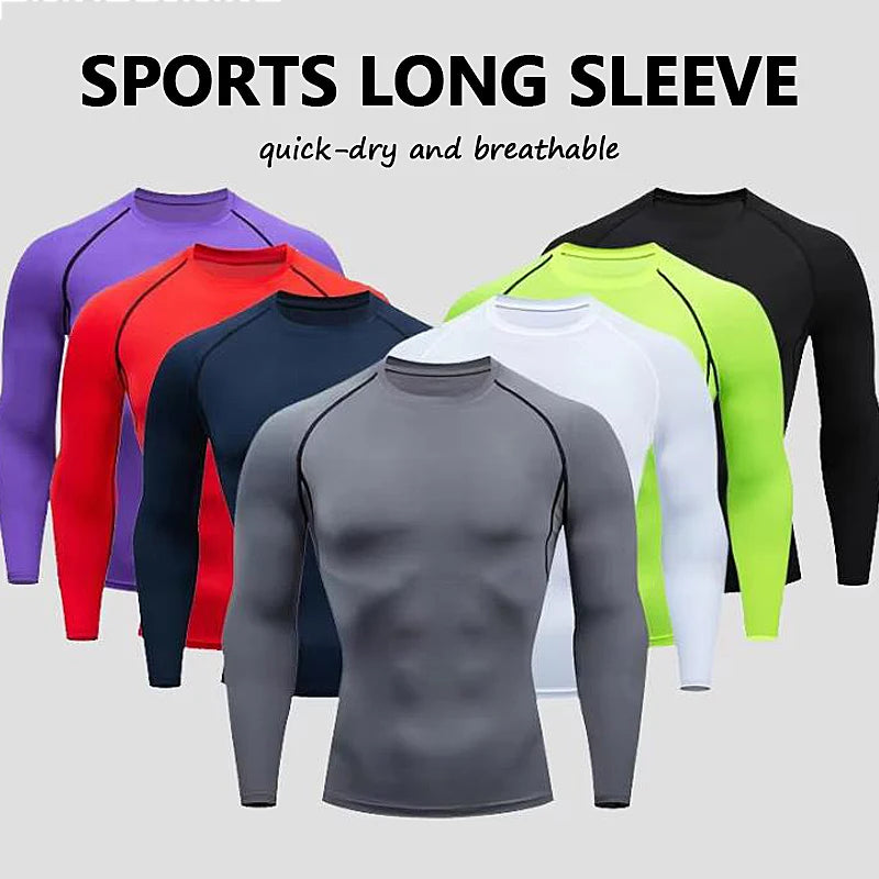 Men's Quick Dry Long Sleeve Compression Running Shirt