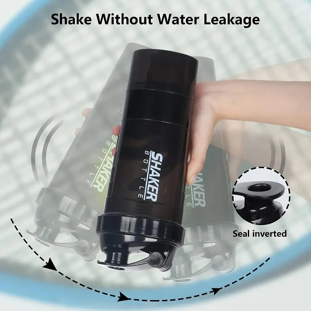 3 Layer Protein Shaker Bottle with Storage Compartments