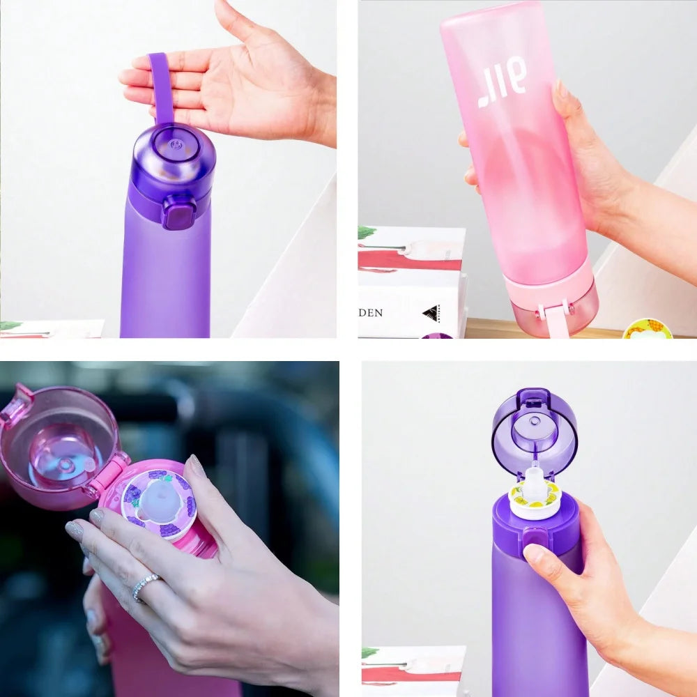 Leak Proof Sports Water Bottle with Straw and Flavor Pod