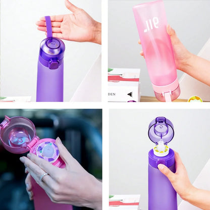 Leak Proof Sports Water Bottle with Straw and Flavor Pod
