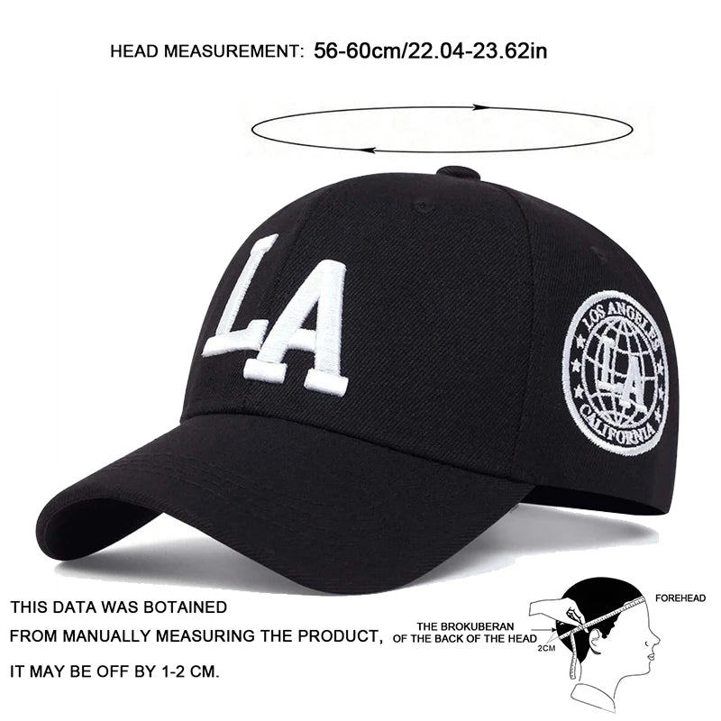 Unisex LA Embroidered Adjustable Snapback Baseball Cap
