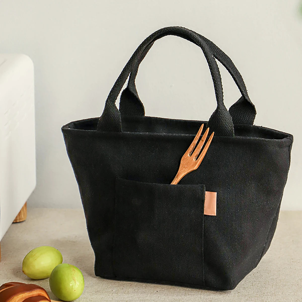 Canvas Insulated Lunch Tote Bag with Zipper for Travel & Picnics