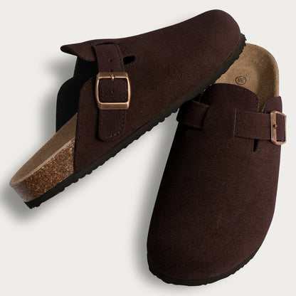 Litfun Women's Cork Suede Clog Mules with Arch Support