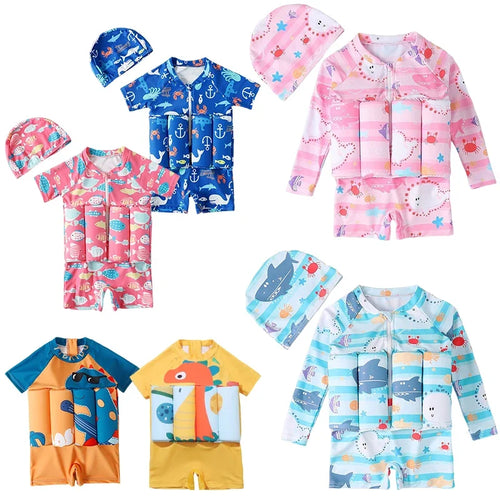 Children’s Cartoon Buoyancy Swimsuit One Piece Swimwear for Boys & Girls